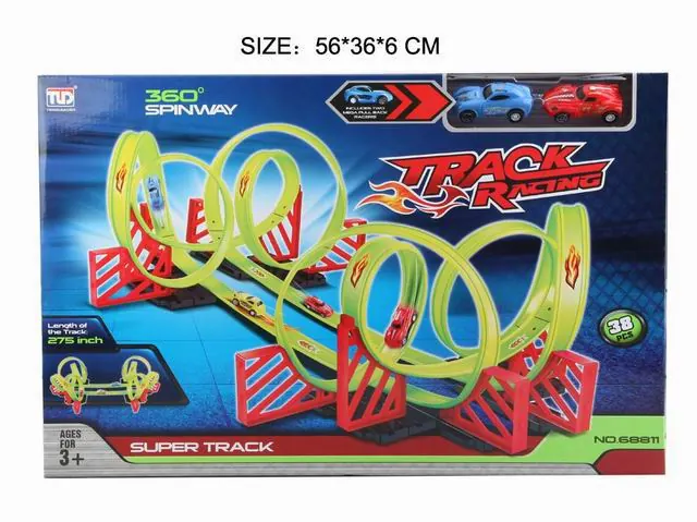 Pull Back Speed Rail Car With 2 Cars Window Box wholesale from Qili Toys