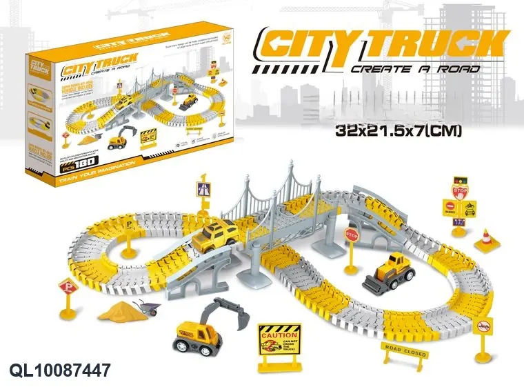 Rapid Electric Engineering Track Car (without flashing lights, 180 pieces, includes 1 aa battery, but does not include the battery) Color Box wholesale from Qili Toys