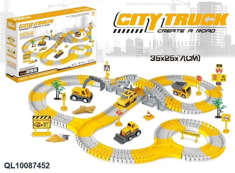 Rapid Electric Engineering Track Car (without flashing lights, 255pc, includes 1 aa battery, but does not include the battery) Color Box wholesale from Qili Toys