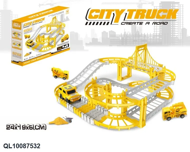Rapid Electric Engineering Track Car (without flashing lights, 41 pieces, requires 1 aa battery - not included) Color Box wholesale from Qili Toys