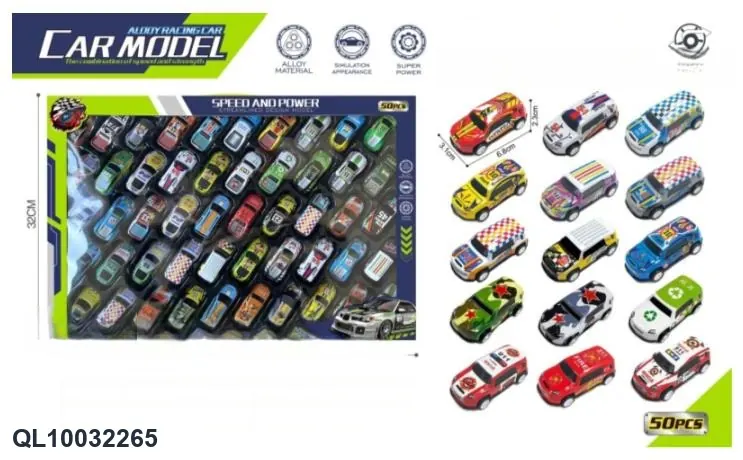Set Of 50 Alloy Tinplate Toy Cars (miniature), As A Promotional Gift. Window Box wholesale from Qili Toys