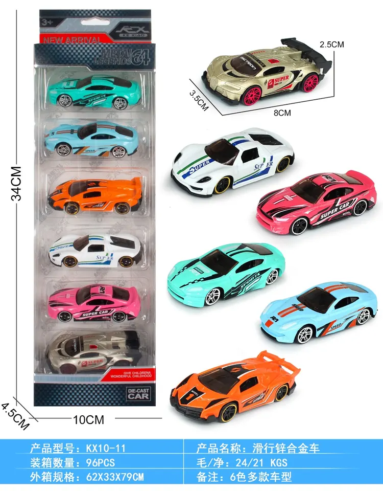 Set Of 6 Sliding Alloy Toy Cars Window Box wholesale from Qili Toys