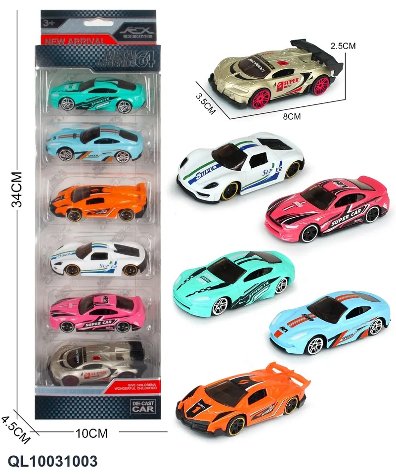Set Of 6 Sliding Alloy Toy Cars Window Box wholesale from Qili Toys