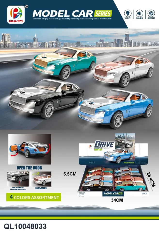 Sound, Light And Oil Inertial Rolls-Royce Shining Car (8 pieces) Display Box wholesale from Qili Toys