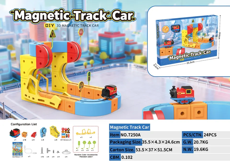 Three-Dimensional Magnetic Suspension Rail Car (66pcs primary configuration) Color Box wholesale from Qili Toys