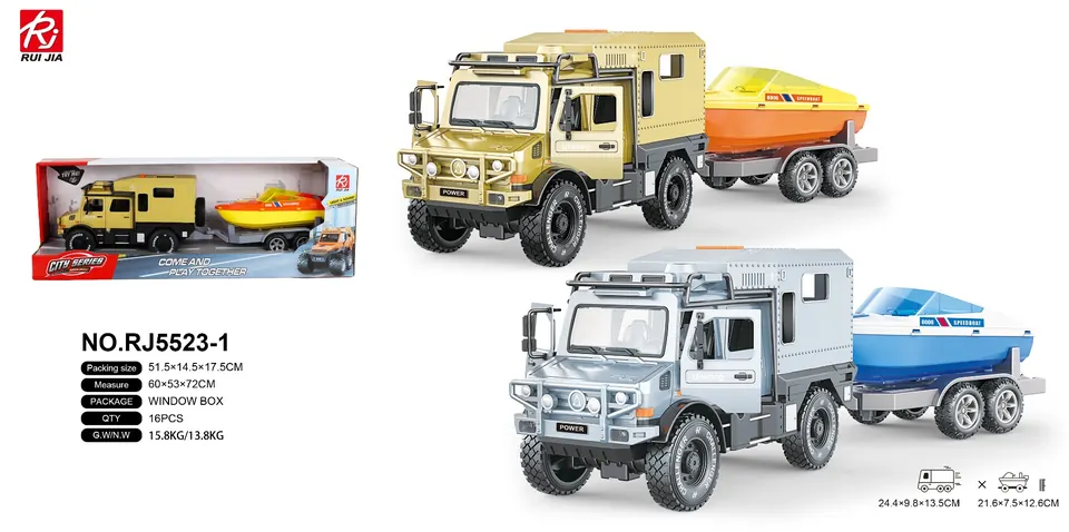 Unimog RV-Double Door-Sound And Light Inertial Tow Speedboat Display Box wholesale from Qili Toys