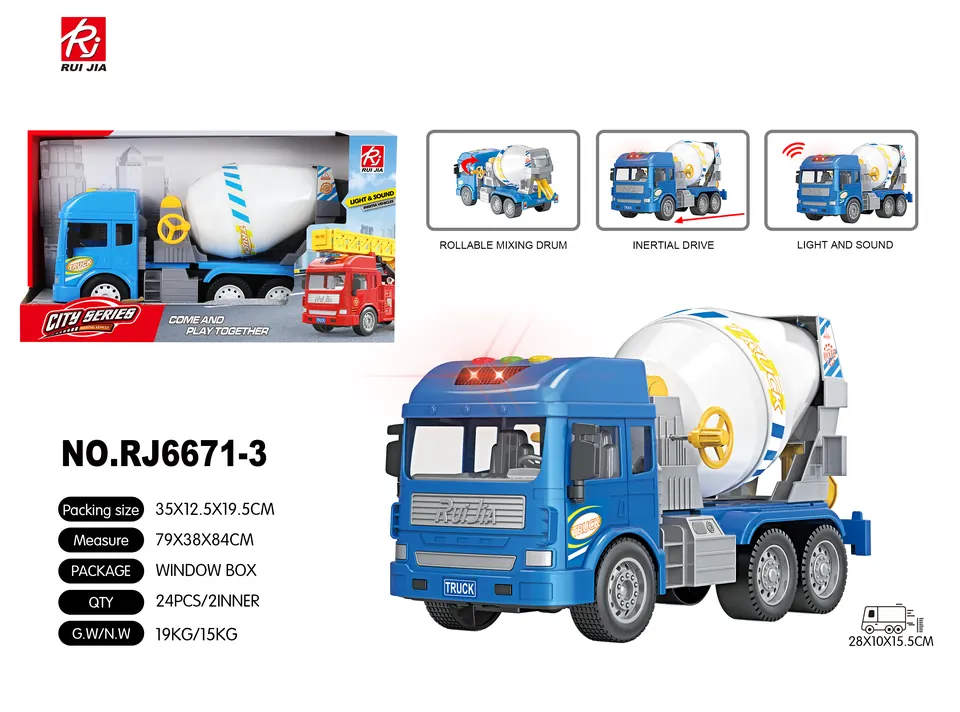 1:14 Inertia Of A Mixer Truck, Lighting, And Sound. Display Box wholesale from Qili Toys