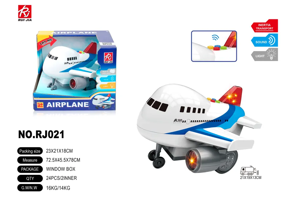 1:16 Scale Airplane: Inertia, Lighting, And Sound Effects. Display Box wholesale from Qili Toys