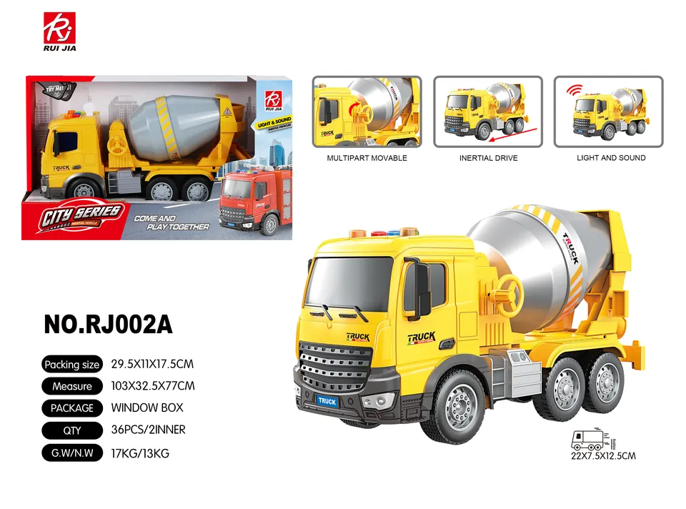 1:18 Scale Dump Truck With Realistic Features: Inertia, Lights, And Sound Effects. Display Box wholesale from Qili Toys