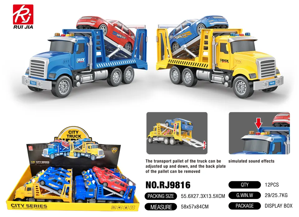 1:18 Scale Fire Truck Display Case (with inertia), Lights, And Sound (1 case contains 6 trucks) Display Box wholesale from Qili Toys