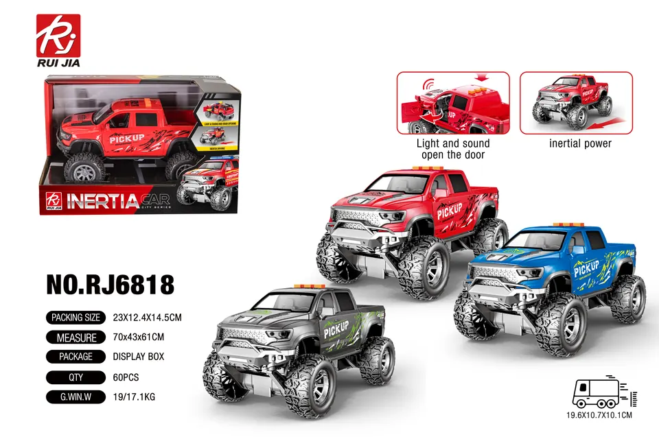1:20 Scale Die-Cast Truck With Realistic Features: Motion, Lights, Sounds, And Door Opening Mechanism. Display Box wholesale from Qili Toys