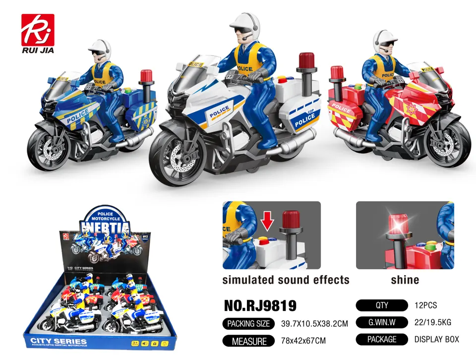 1:20 Scale Model Motorcycle Display Set - Includes Inertia, Lights, And Sound (1 set contains 6 models) Display Box wholesale from Qili Toys