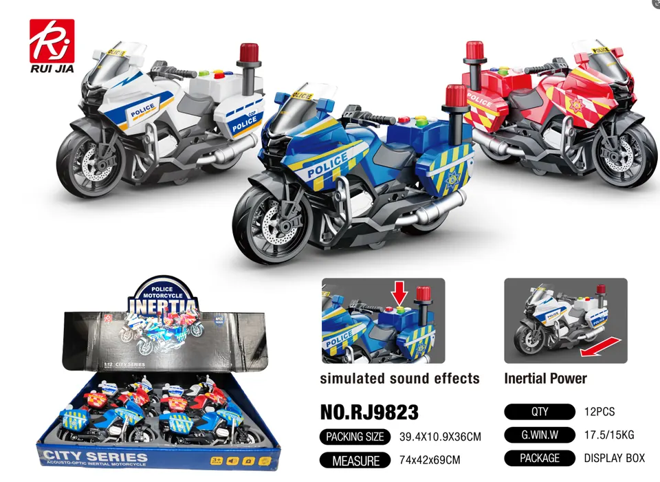 1:20 Scale Motorcycle Display Set - Includes Inertia, Lights, And Sound (1 set contains 6 models) Display Box wholesale from Qili Toys