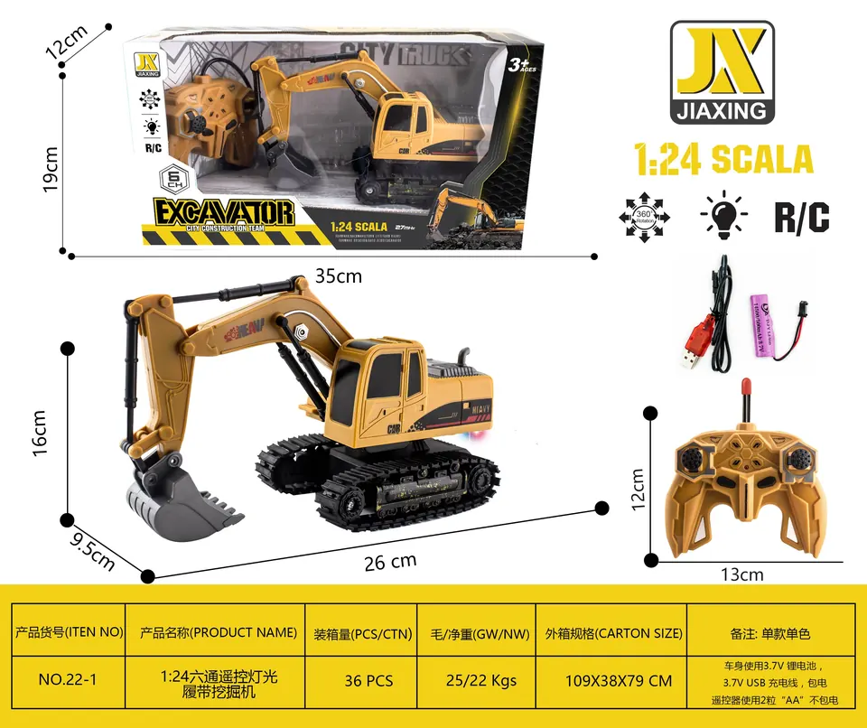 1:24 Six-Way Remote Control Excavator With Track Color Box wholesale from Qili Toys