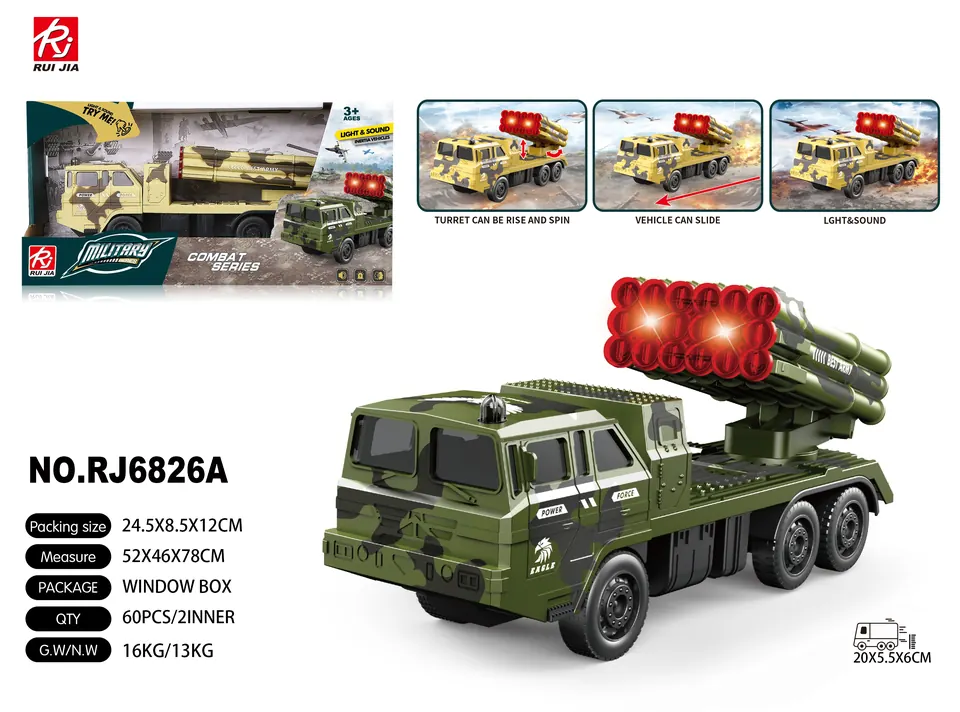 1:32 Scale Missile Car: Inertia, Lights, And Sound Effects. Display Box wholesale from Qili Toys