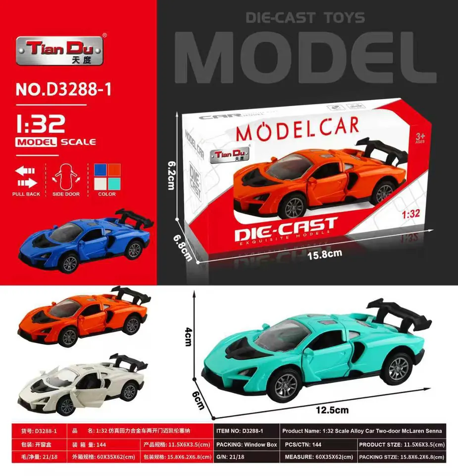 1:32 Simulated McLaren Senna Pull-Back Alloy Car Two-Door Window Box wholesale from Qili Toys