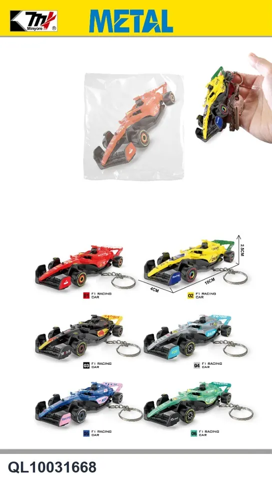 1:64 Scale Alloy F1 Racing Car, Mixed Colors (six different colors) Bagged Pack wholesale from Qili Toys