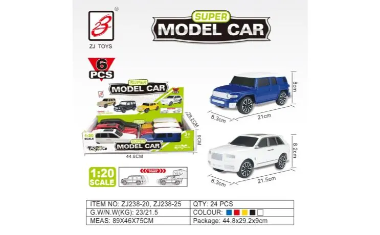 2 Simulated Inertia Cars (6pcs whole box price) 1:20 Toyota FJ/Cullinan Display Box wholesale from Qili Toys