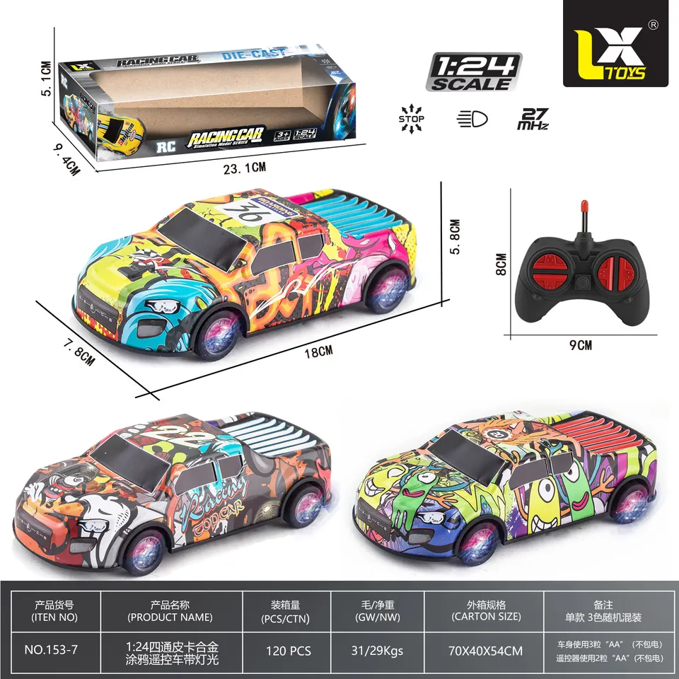 27-Channel 1:24 Scale Alloy Diecast Pickup Truck With Graffiti And Remote Control, Featuring Lights. Window Box wholesale from Qili Toys