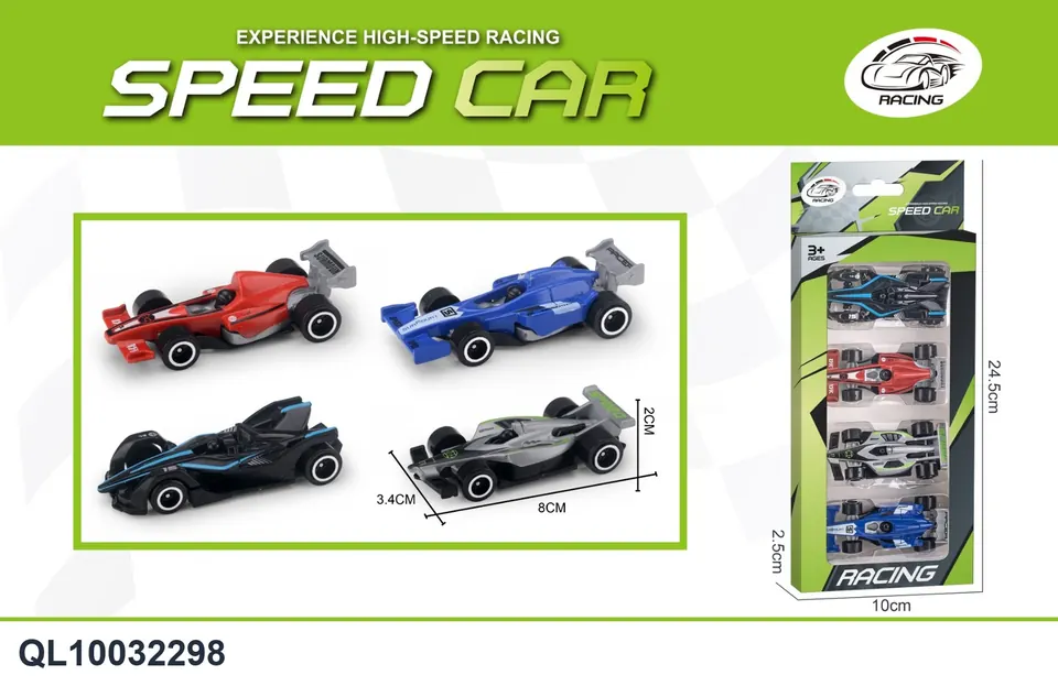 4 F1-Style Toy Cars, Suitable For Racing And Practicing Car Handling Skills. These Miniature Cars Are Realistic Models. Window Box wholesale from Qili Toys