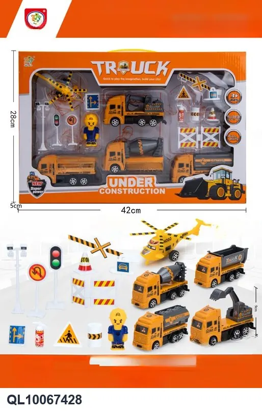 4 Models Of Return-To-Base Engineering Vehicles (including accessories) 4 Window Boxes wholesale from Qili Toys