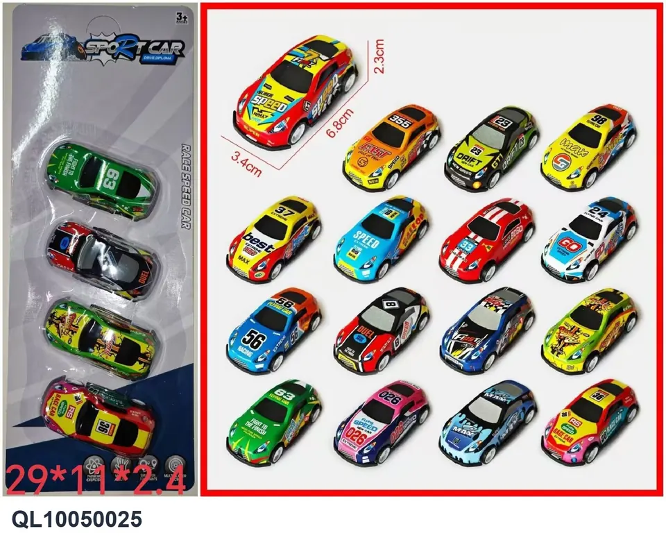 4 Pieces Of Jai Alai Tin Racing Cars Blister Board wholesale from Qili Toys