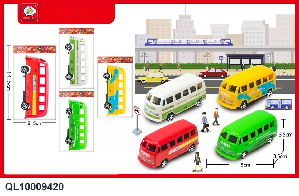 4-Color Pull-Back Minibus (single pack) OPP Bag wholesale from Qili Toys