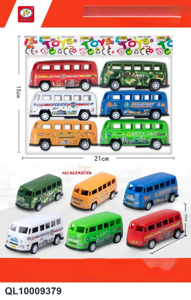 6-Color Pull-Back Minibus (all environmentally friendly materials) 6 Pieces OPP Bag wholesale from Qili Toys