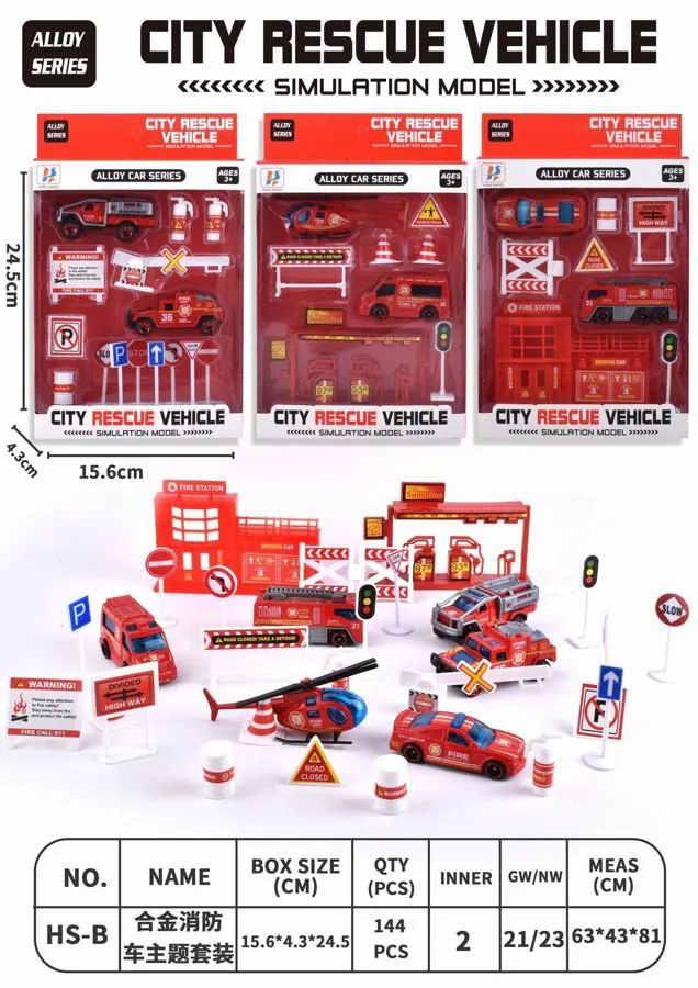 Alloy Fire Truck Theme Set Window Box wholesale from Qili Toys