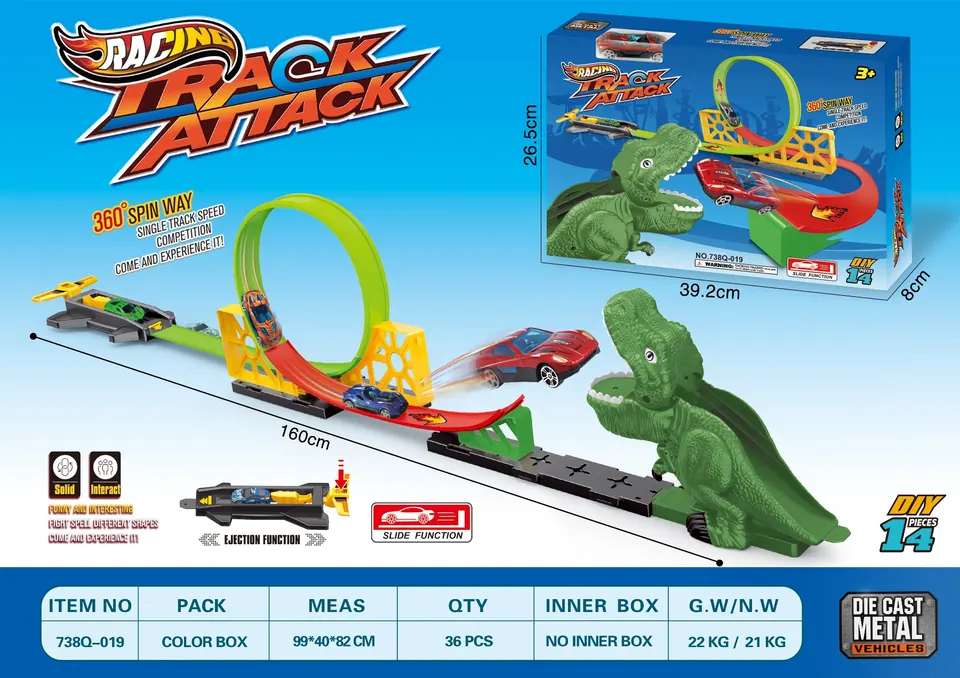 Big Ejection Alloy Car Track (dinosaur) Window Box wholesale from Qili Toys