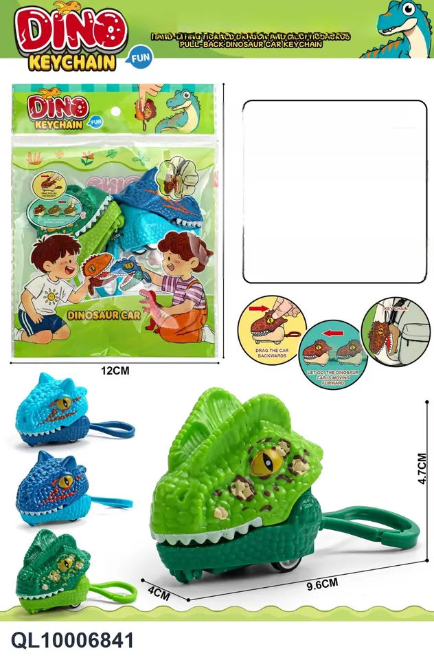 Biting Hand Torosaurus And Diplosaurus Pull Back Dinosaur Car Keychain OPP Bag wholesale from Qili Toys