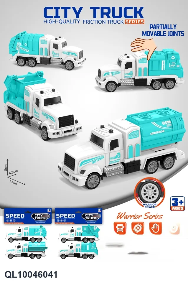 City Truck Sanitation Pull-Back Truck PVC Header Bag wholesale from Qili Toys