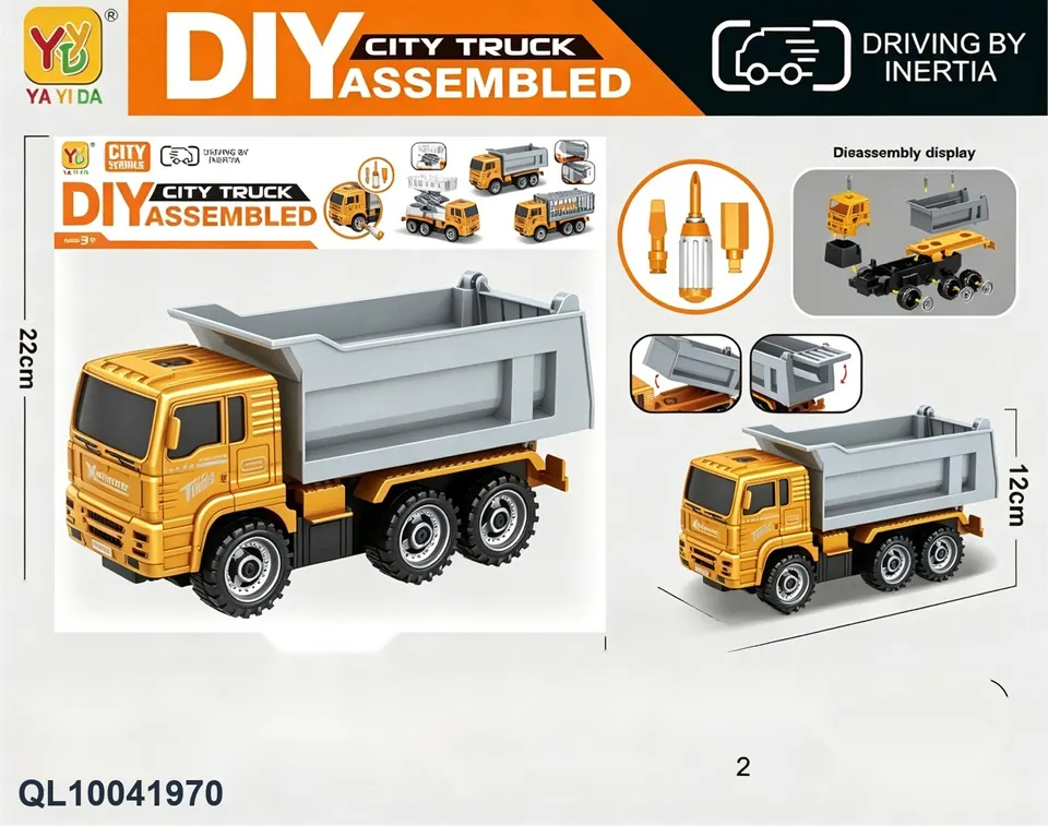 DIY Car Inertia Car Disassembly Truck Dump Bucket Truck PVC Header Bag wholesale from Qili Toys