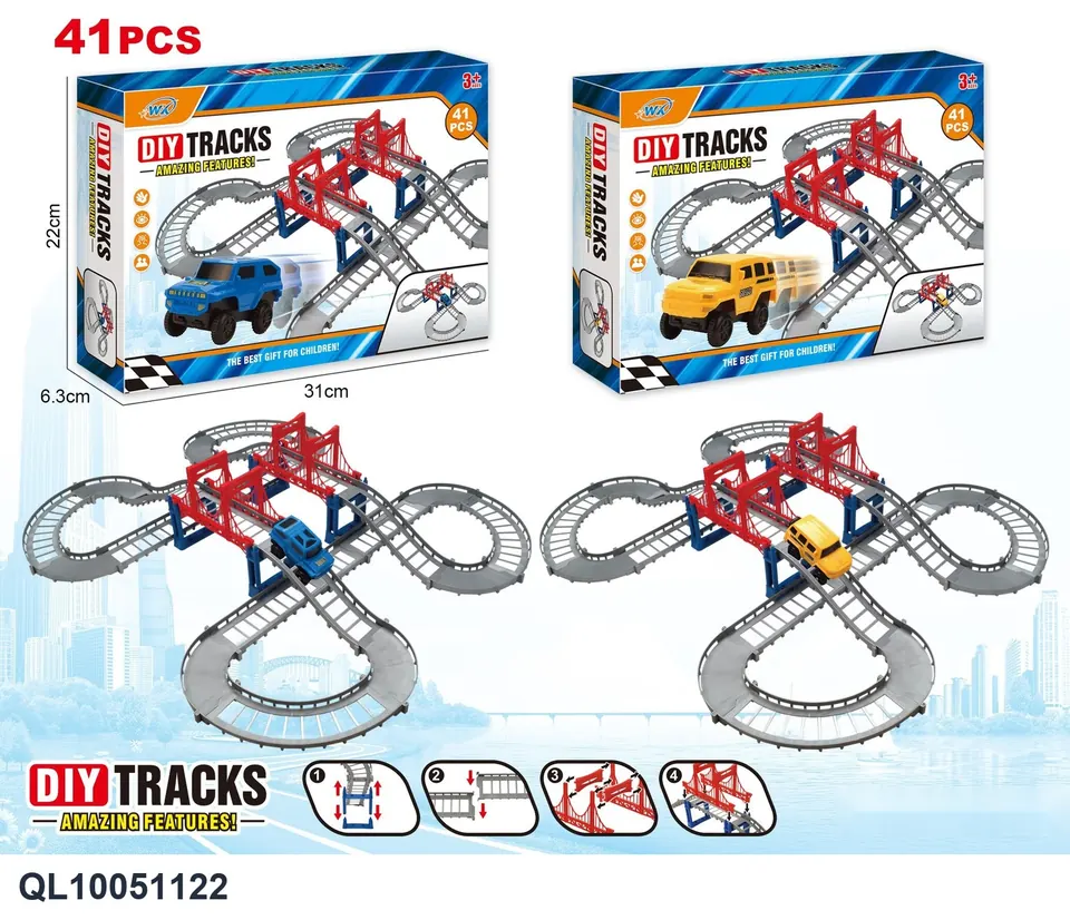 Electric Rail Car(41pcs) Color Box wholesale from Qili Toys