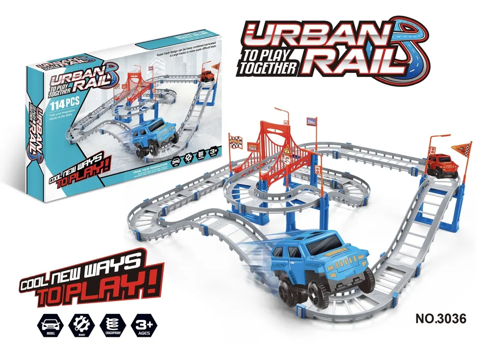 Extremely Fast Electric Rail Car (2 cars) Color Box wholesale from Qili Toys