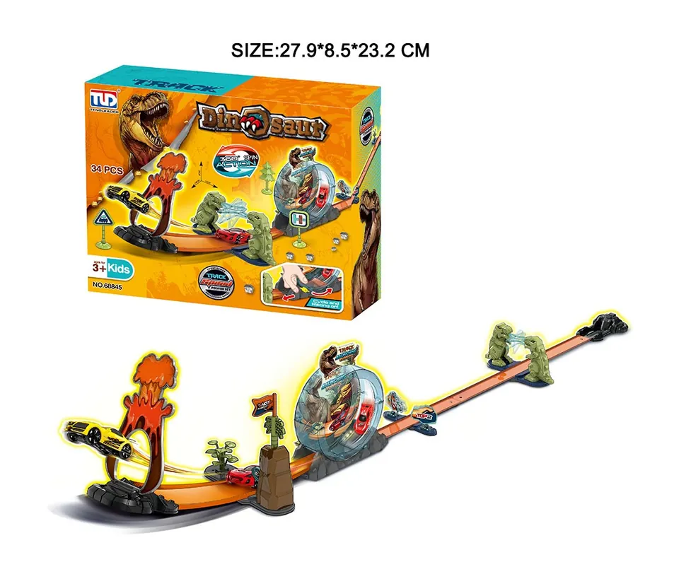 Extremely Fast Pull-Back Rail Car (with one car) Color Box wholesale from Qili Toys