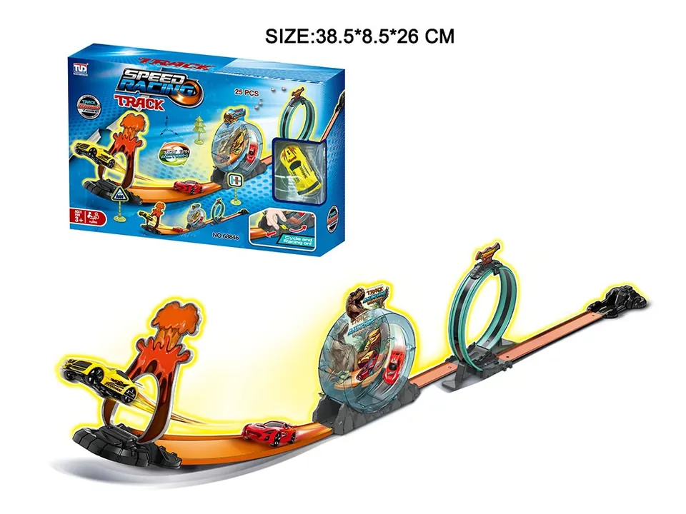 Extremely Fast Pull-Back Rail Car (with one car) Window Box wholesale from Qili Toys