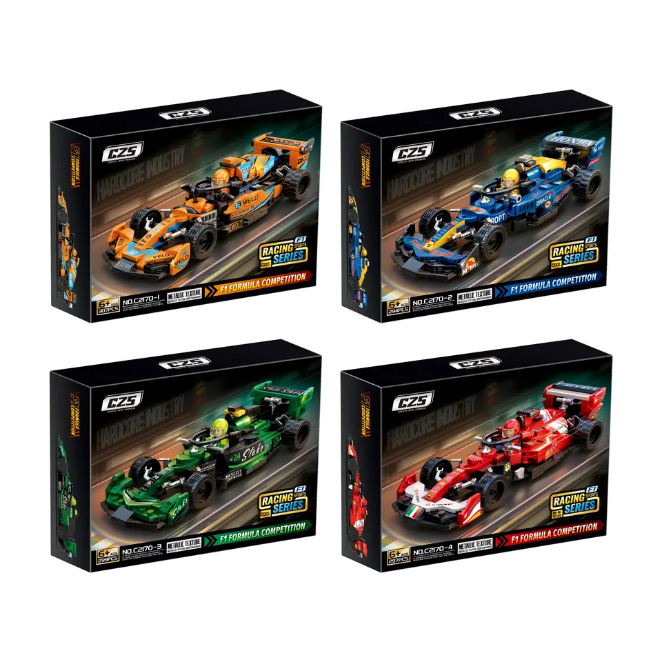 F1 Formula Car Series 1 Burning Light Chasing Shadow 2 Ice Blue Flash 3 Green Shadow Piercing The Wind 4 Red Shadow Cutting The Track Display Box wholesale from Qili Toys