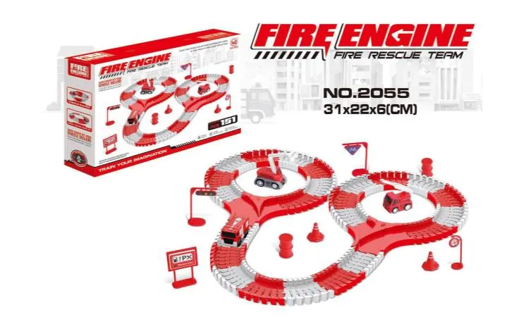 Fire Truck Electric Track Set Color Box wholesale from Qili Toys