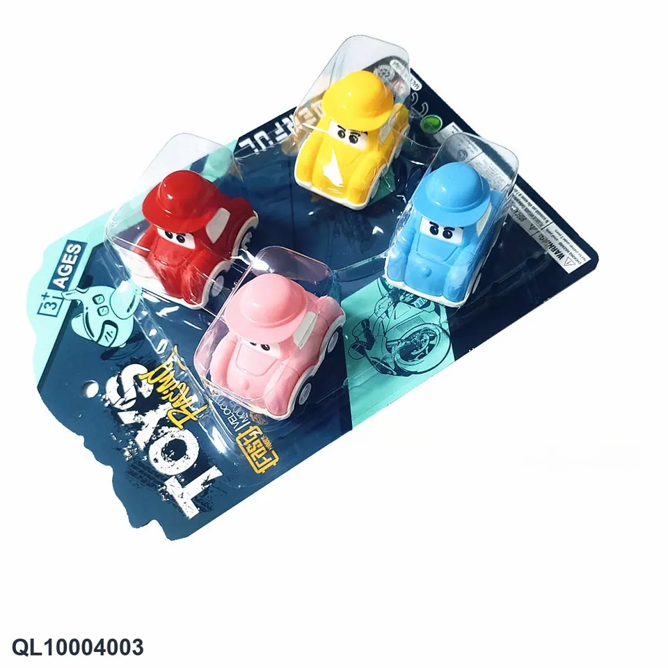 Four Pull Back Cartoon Cars Blister Board wholesale from Qili Toys