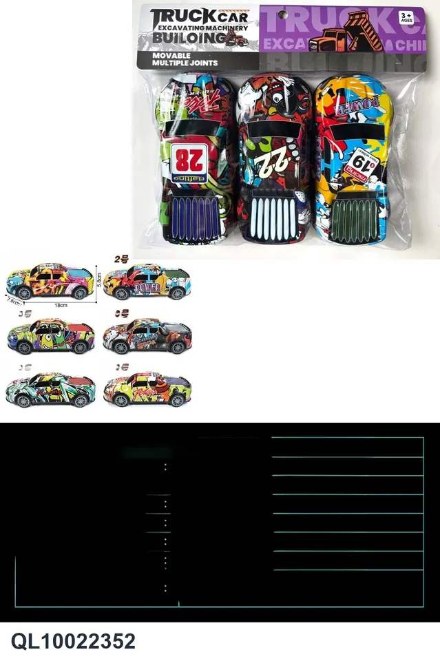 Inertia Alloy Iron Sheet 18CM Pickup Truck 6 Models Mixed Header Bag wholesale from Qili Toys