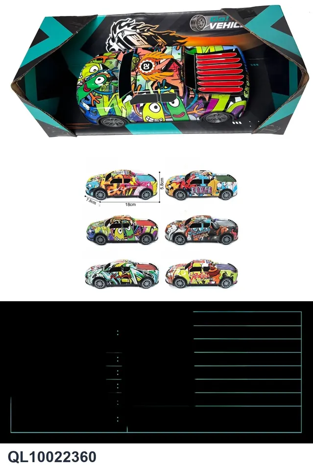 Inertia Alloy Iron Sheet 18CM Pickup Truck 6 Models Mixed Display Box wholesale from Qili Toys