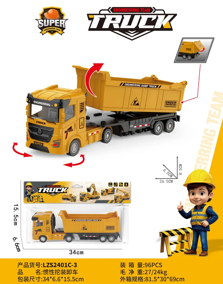 Inertia Construction Loader Truck ABS Header Bag wholesale from Qili Toys