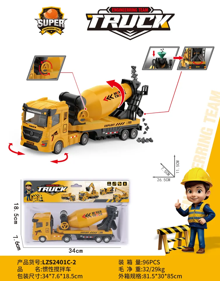 Inertia Construction Mixer Truck ABS Header Bag wholesale from Qili Toys