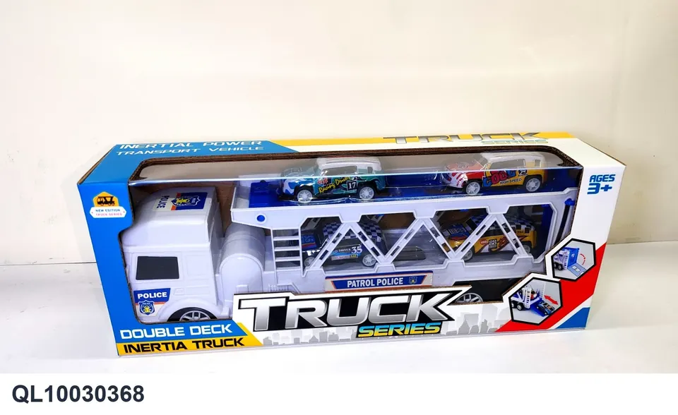 "Inertial Double-Layer Police Car With Four Return-Force Alloy Wheels" Window Box wholesale from Qili Toys