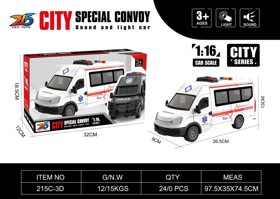 Inertial Light And Music Ambulance Display Box wholesale from Qili Toys