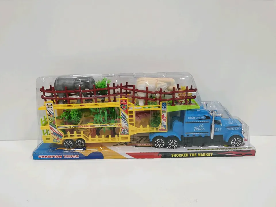 Inertial Three-Layer Vehicle Carries 2 Elephants + 3 Animals P-Cover/Box Base wholesale from Qili Toys