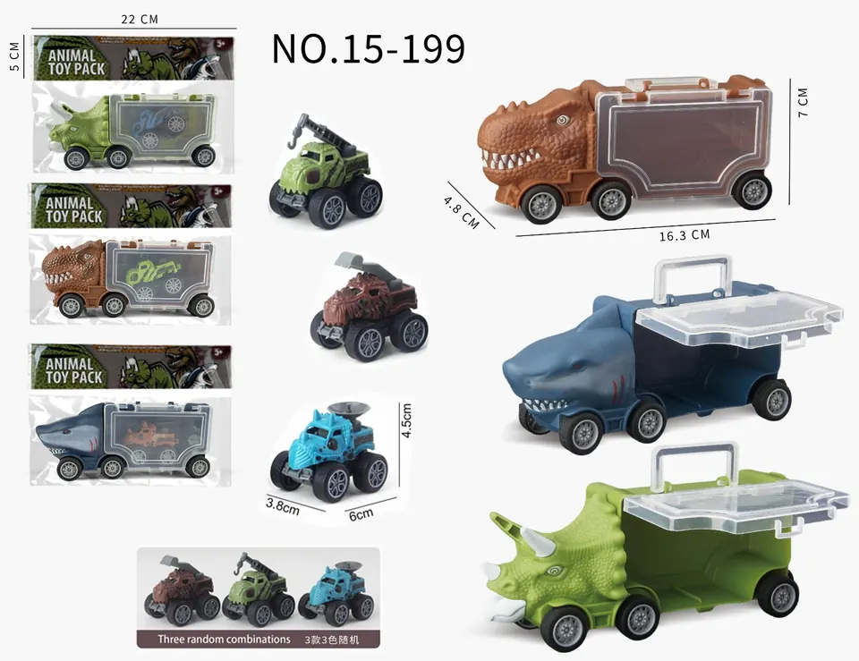 Little Triceratops + Little Shark + Little Overlord Storage Car + 1 Engineering Dinosaur Car OPP Bag wholesale from Qili Toys