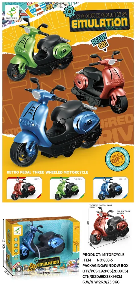 MINI Inertia Retro Scooter (spray alloy paint, 3 colors mixed) Window Box wholesale from Qili Toys