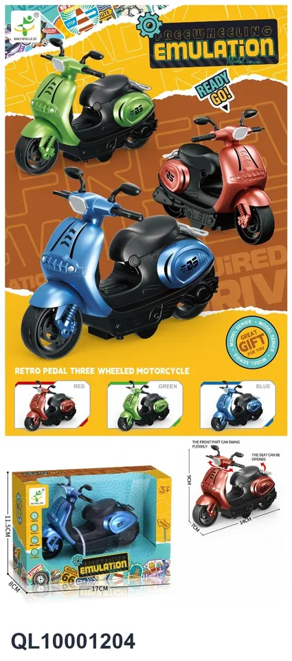 MINI Inertia Retro Scooter (spray alloy paint, 3 colors mixed) Window Box wholesale from Qili Toys